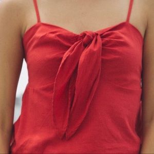 Brandy Melville Red Tie Front Tank
